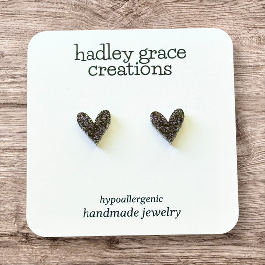 Black Holographic Stud Earrings