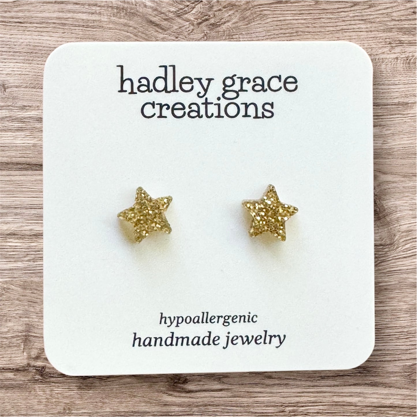 Gold Glitter Stud Earrings