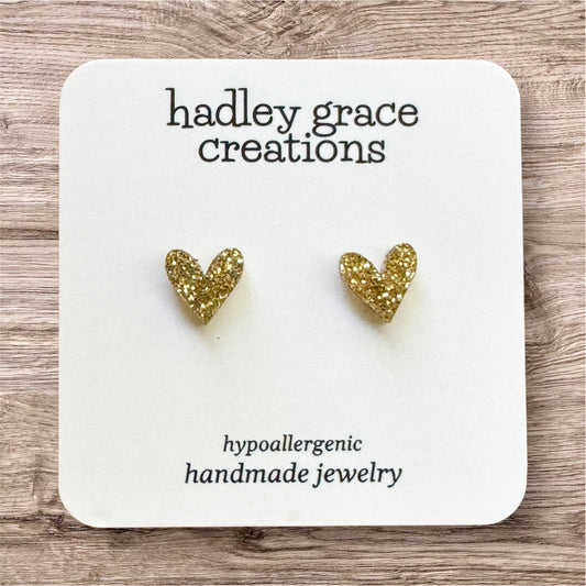 Gold Glitter Stud Earrings