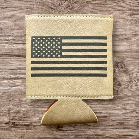 America Flag Leather Koozie