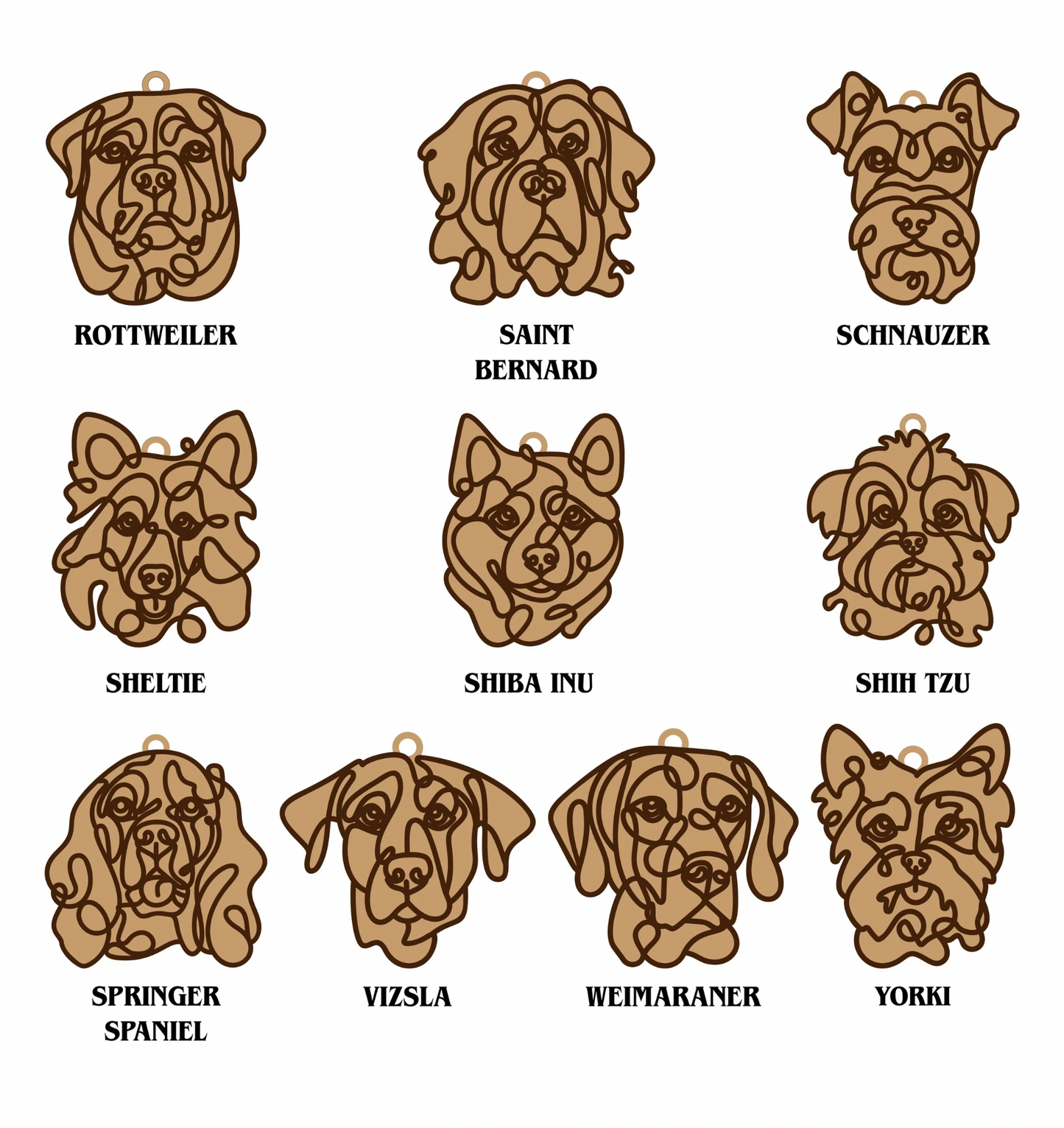 Dog Ornament (Non-Personalized) Walnut Back/Oak Front