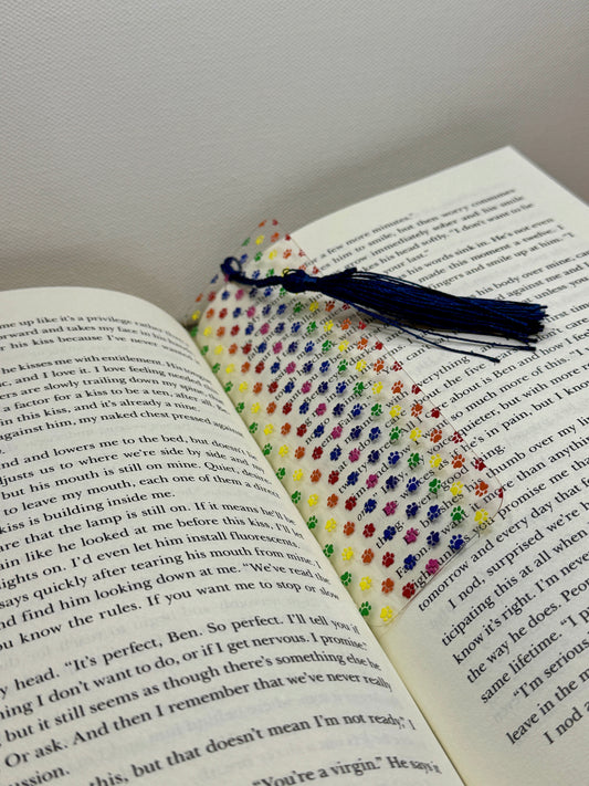 Rainbow Paw Print Bookmark