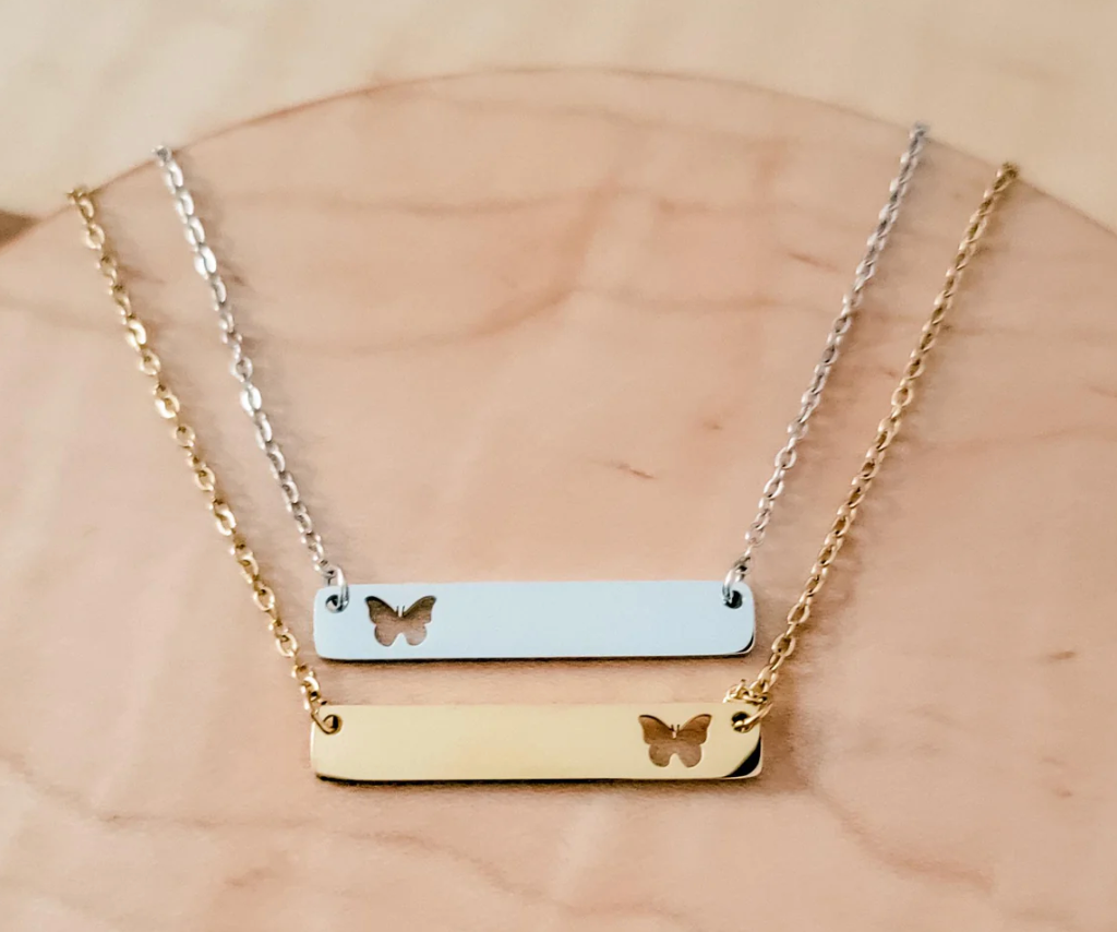 Butterfly Cutout Horizontal Bar Necklace