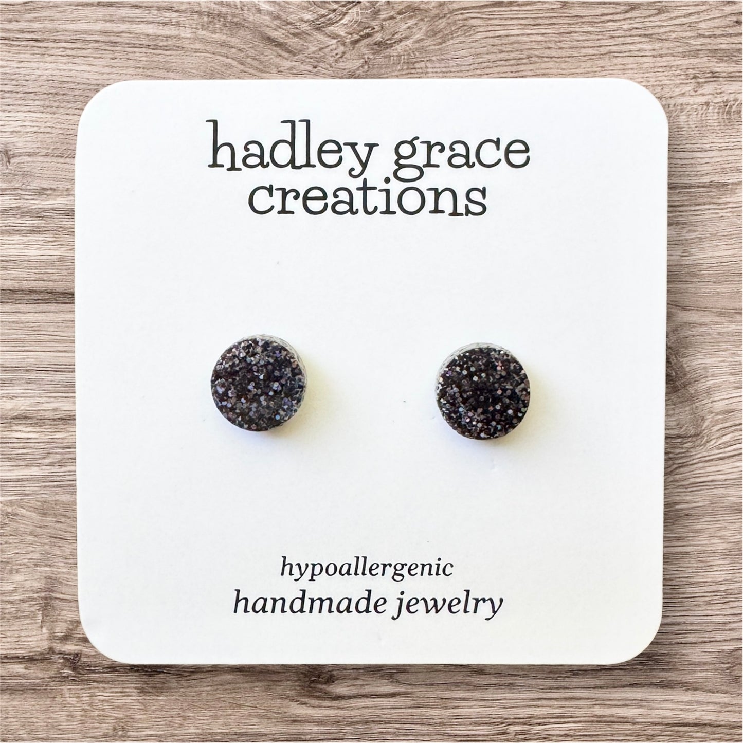 Black Holographic Stud Earrings