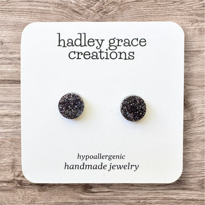 Black Holographic Stud Earrings