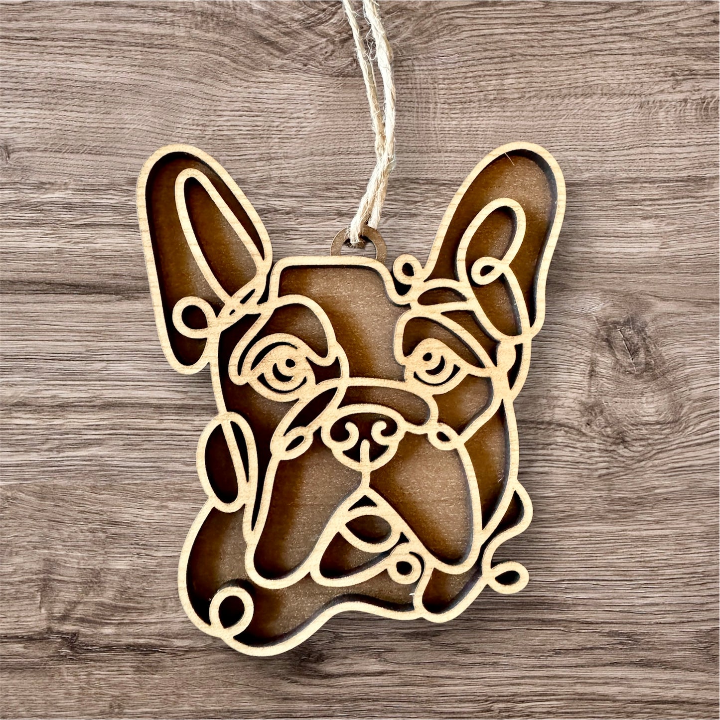 Dog Ornament (Non-Personalized) Walnut Back/Oak Front