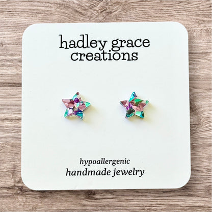 Purple & Blue Stud Earrings