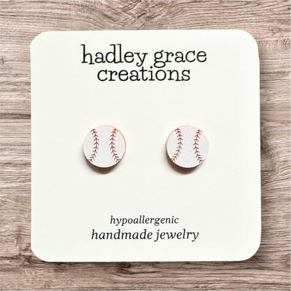 Sports Themed Stud Earrings - Engraved
