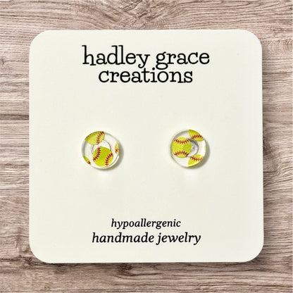 Sports Themed Stud Earrings - Clear