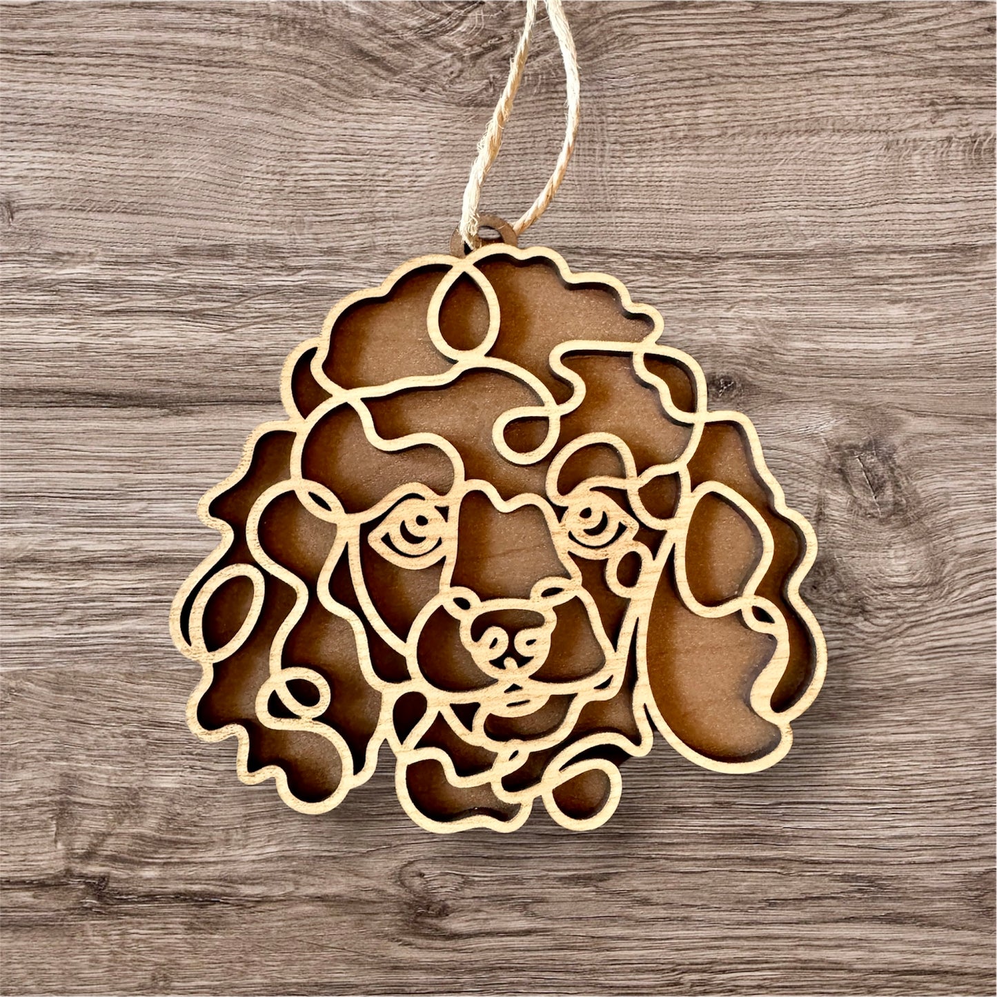 Dog Ornament (Non-Personalized) Walnut Back/Oak Front