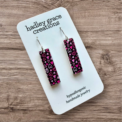 Hearts Bar Dangle Earrings