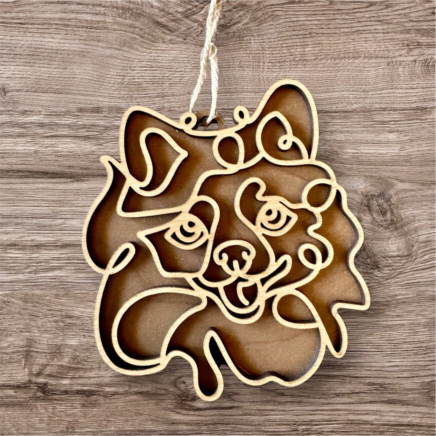 Dog Ornament (Non-Personalized) Walnut Back/Oak Front