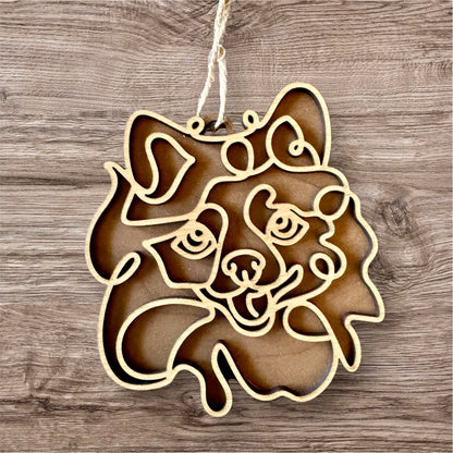 Dog Ornament (Non-Personalized) Walnut Back/Oak Front