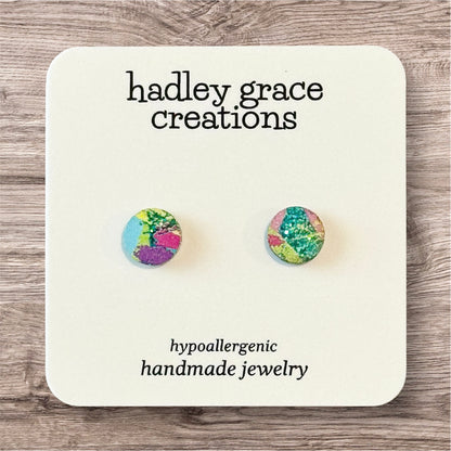Multi-Color Sparkly Stud Earrings