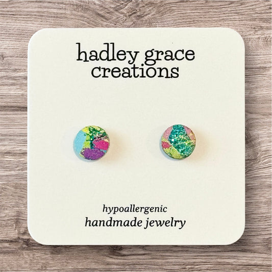 Multi-Color Sparkly Stud Earrings