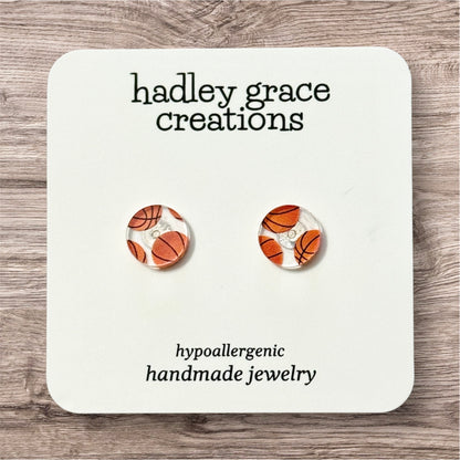 Sports Themed Stud Earrings - Clear