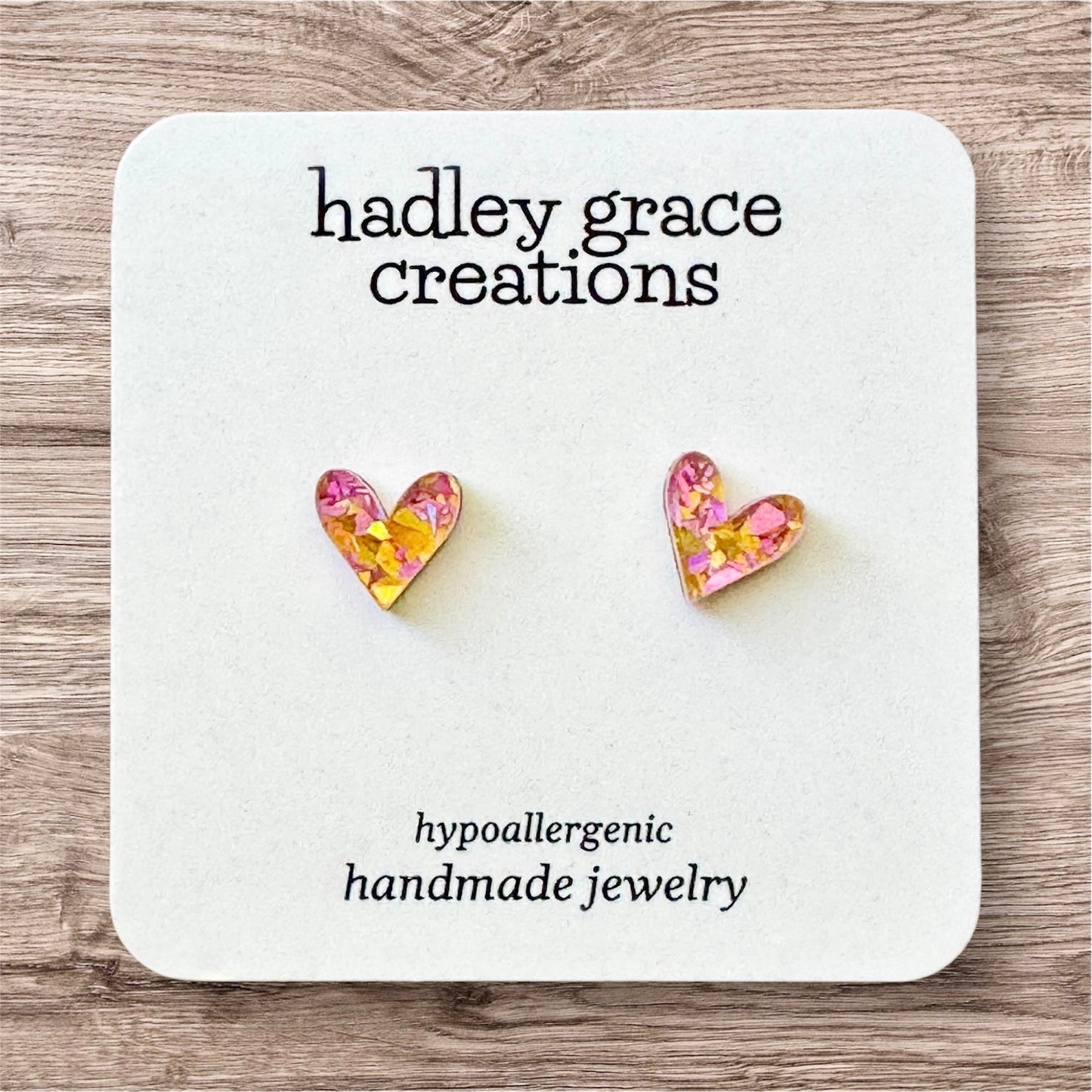Pink & Gold Stud Earrings