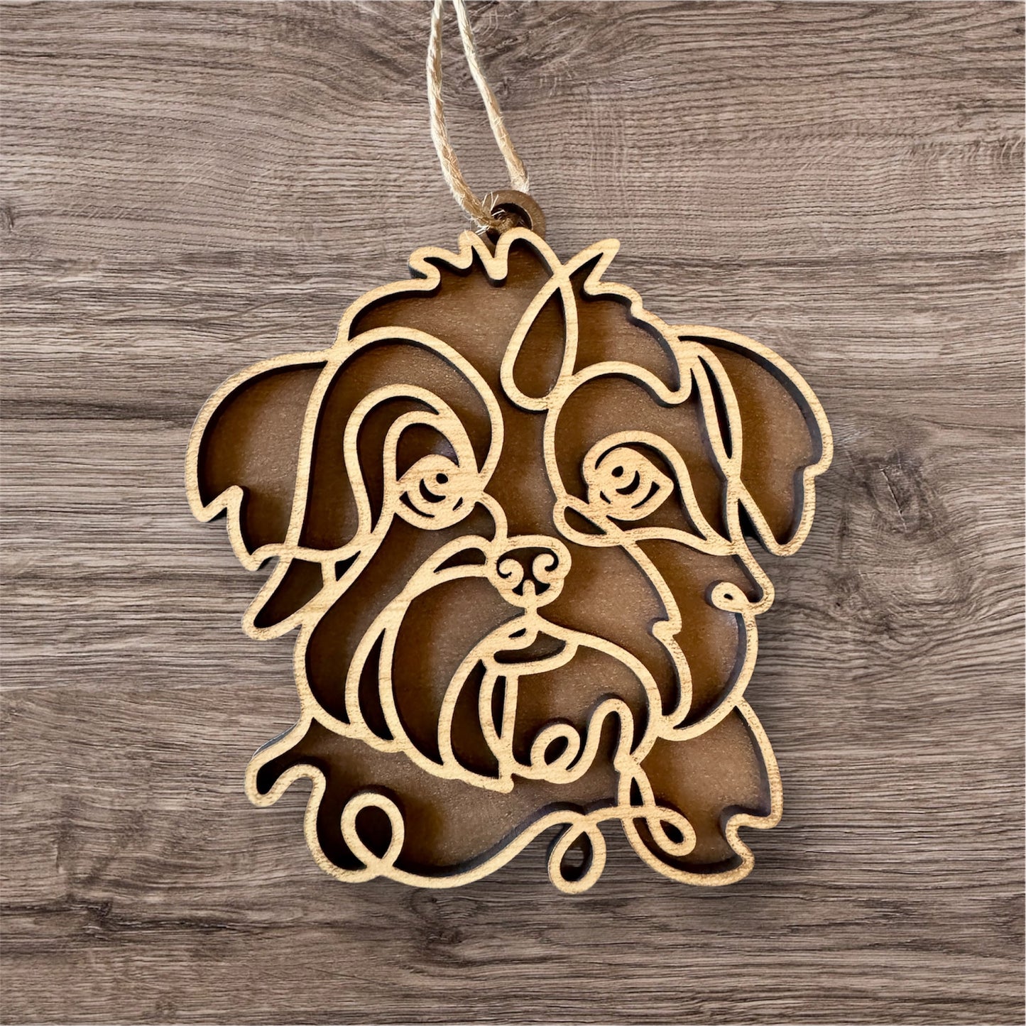 Dog Ornament (Non-Personalized) Walnut Back/Oak Front