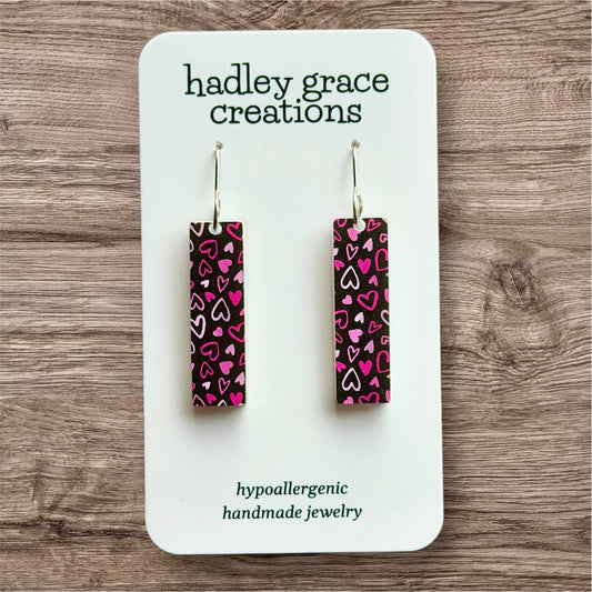 Hearts Bar Dangle Earrings