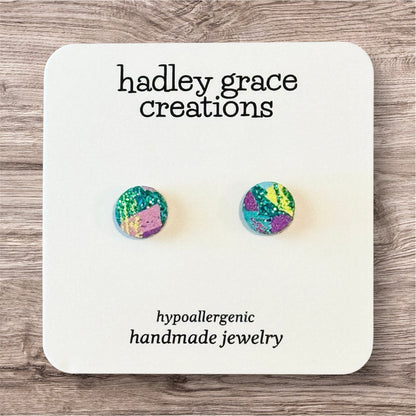 Multi-Color Sparkly Stud Earrings