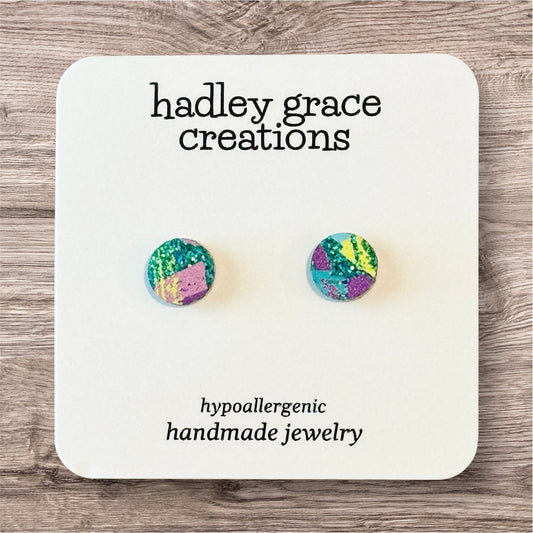 Multi-Color Sparkly Stud Earrings