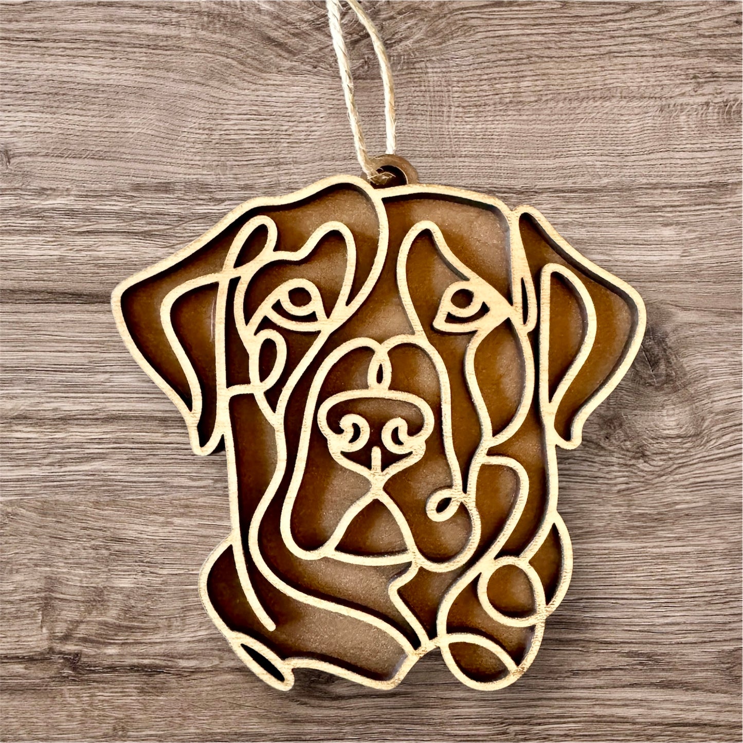 Dog Ornament (Non-Personalized) Walnut Back/Oak Front