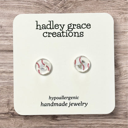 Sports Themed Stud Earrings - Clear