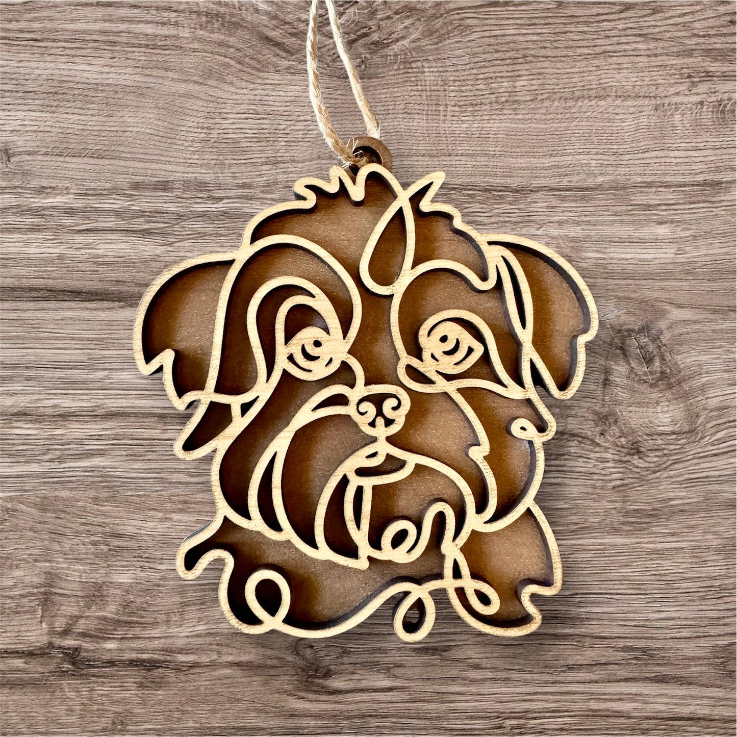 Dog Ornament (Non-Personalized) Walnut Back/Oak Front