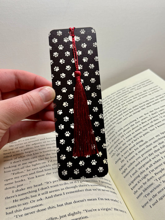 Black & White Paw Print Bookmark