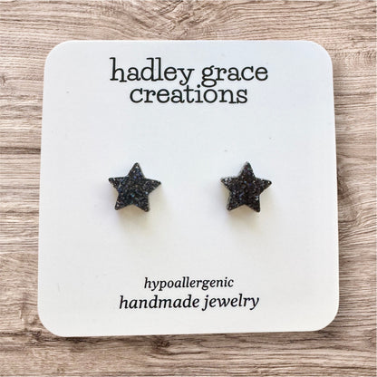 Black Holographic Stud Earrings