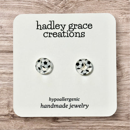 Sports Themed Stud Earrings - Clear