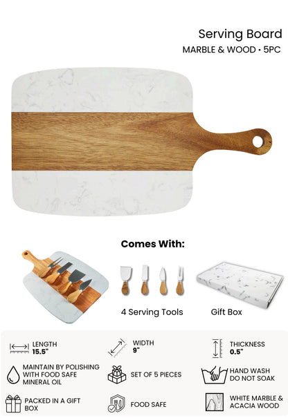 Personalized Marble Serving Board - 5 Piece Set