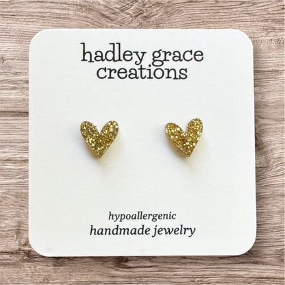 Gold Glitter Stud Earrings