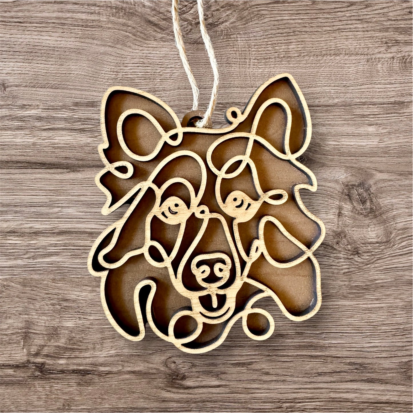 Dog Ornament (Non-Personalized) Walnut Back/Oak Front