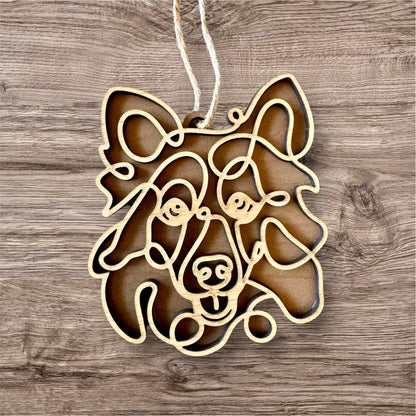 Dog Ornament (Non-Personalized) Walnut Back/Oak Front