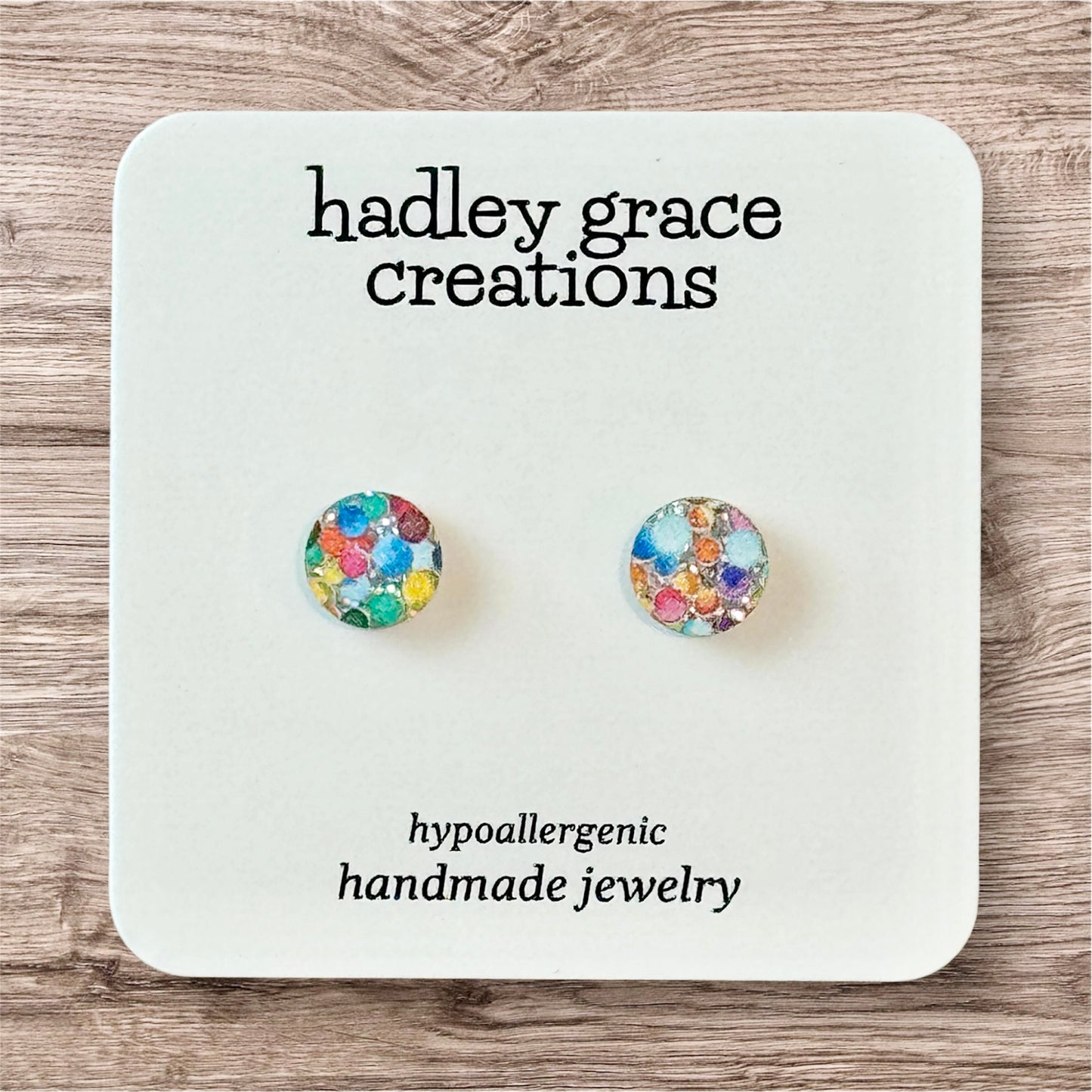 Lots of Dots Silver Glitter Back Stud Earrings