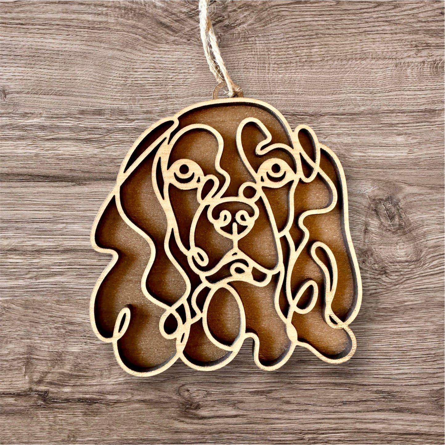 Dog Ornament (Non-Personalized) Walnut Back/Oak Front