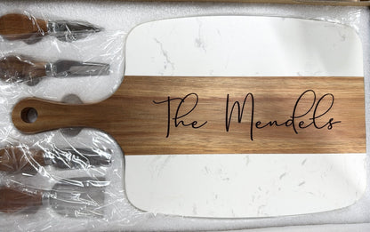 Personalized Marble Serving Board - 5 Piece Set