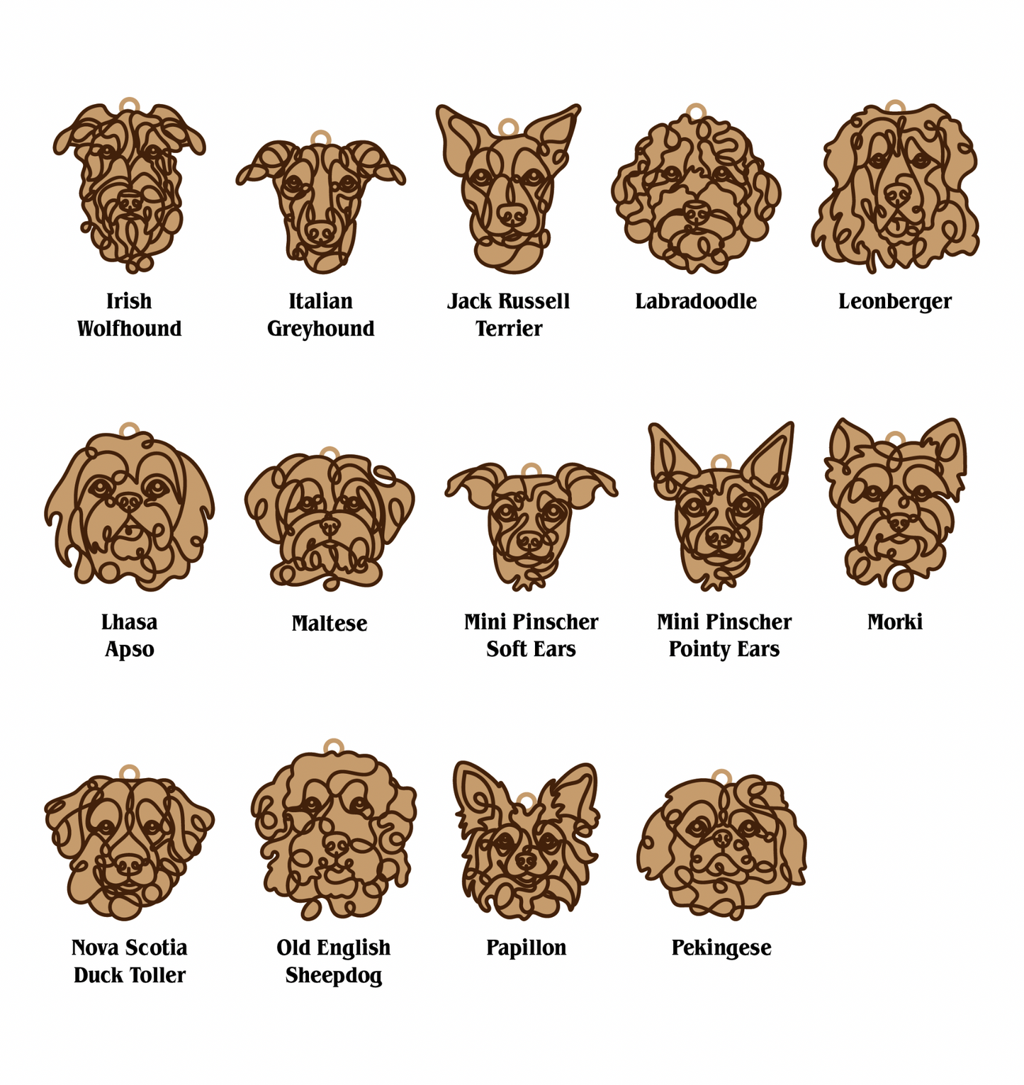 Dog Ornament (Non-Personalized) Walnut Back/Oak Front