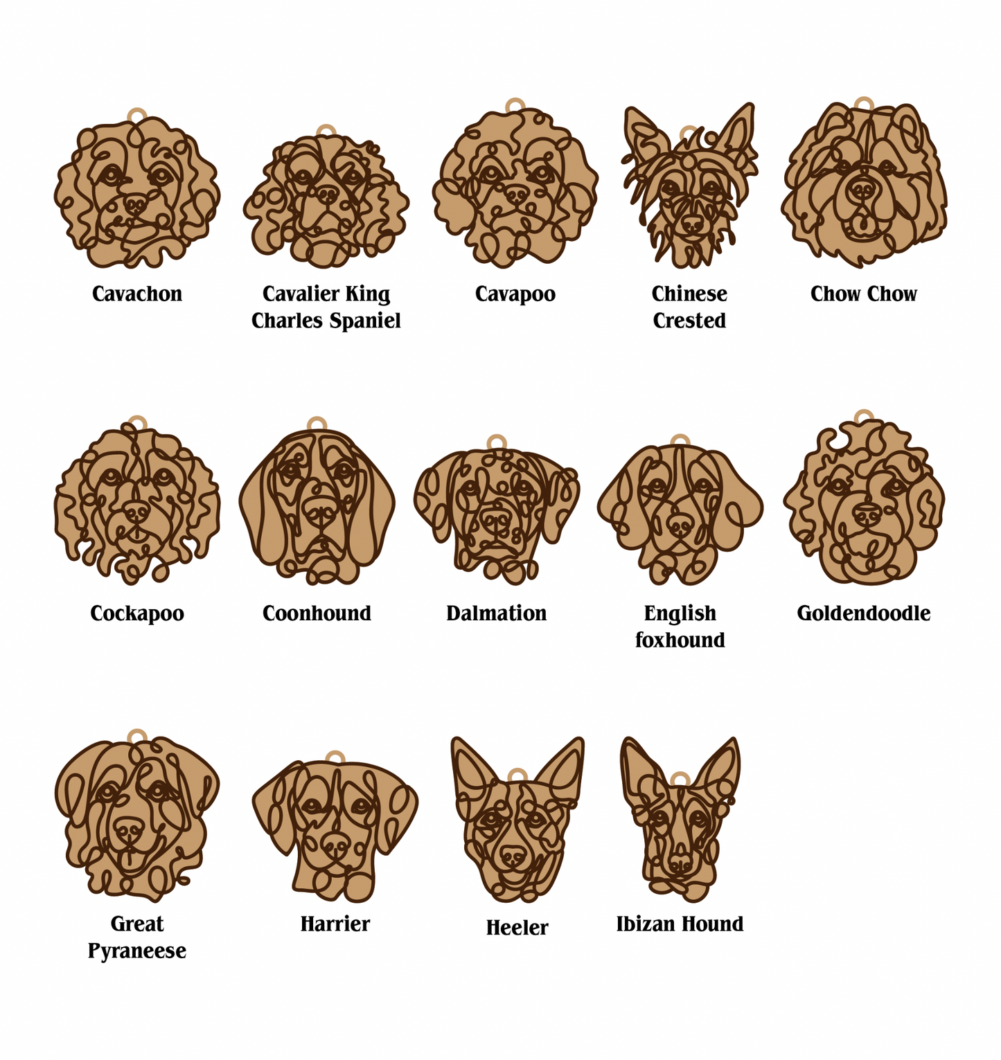 Dog Ornament (Non-Personalized) Walnut Back/Oak Front
