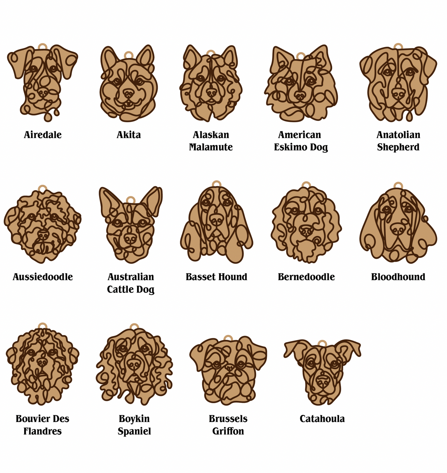 Dog Ornament (Non-Personalized) Walnut Back/Oak Front