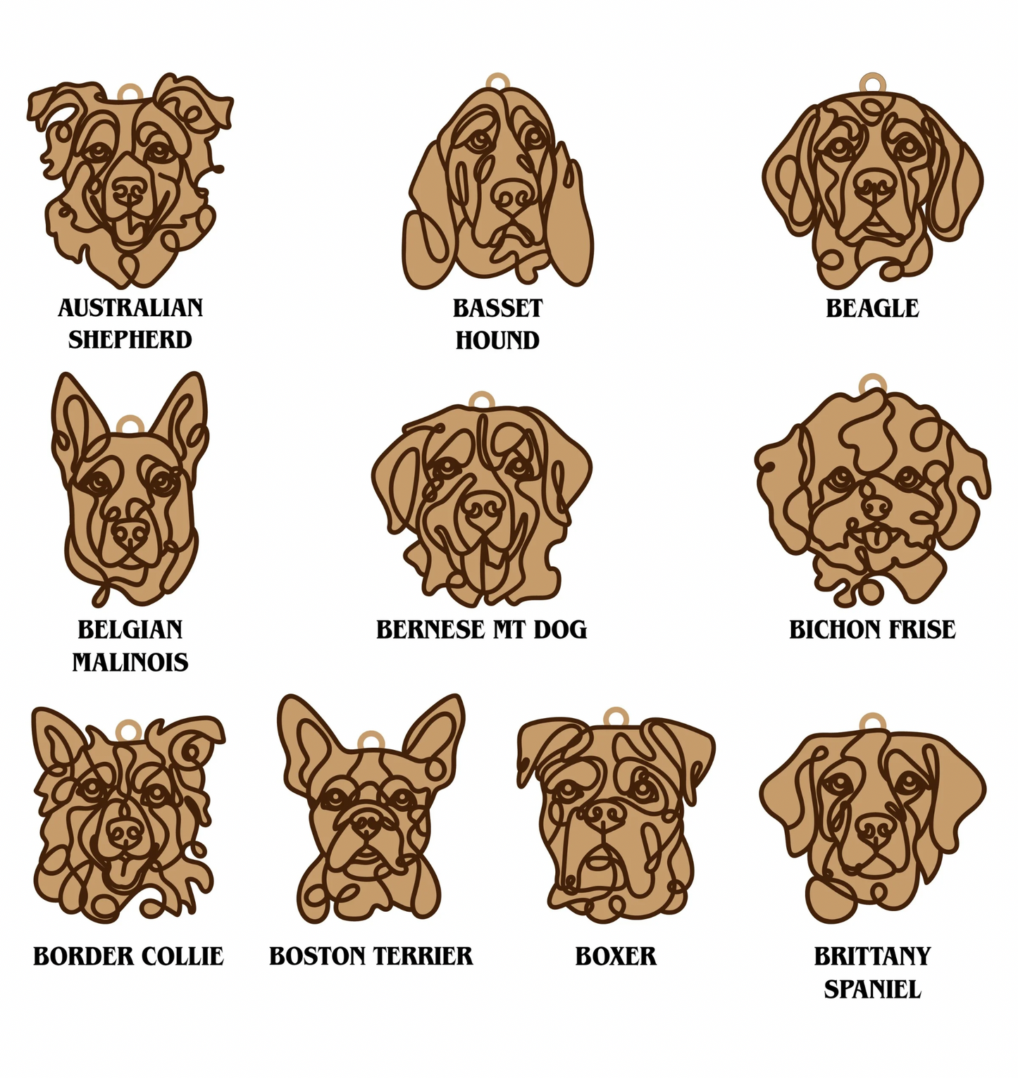 Dog Ornament (Non-Personalized) Walnut Back/Oak Front