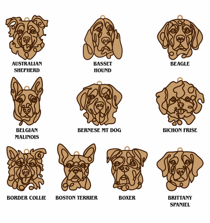 Dog Ornament (Non-Personalized) Walnut Back/Oak Front