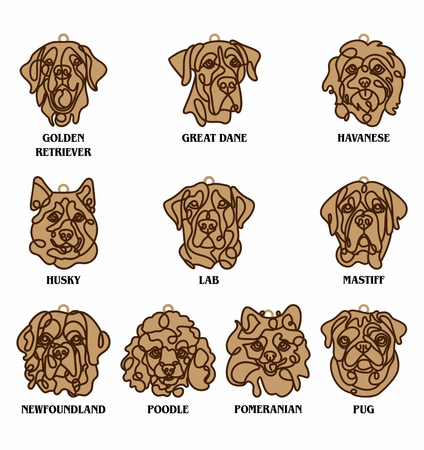 Dog Ornament (Non-Personalized) Walnut Back/Oak Front