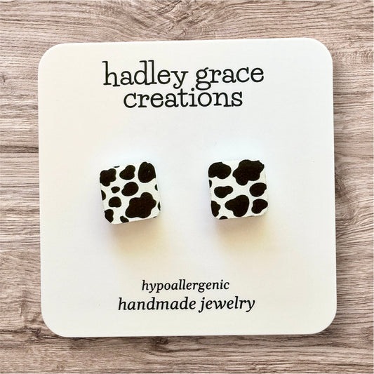Square Cow Print Earrings