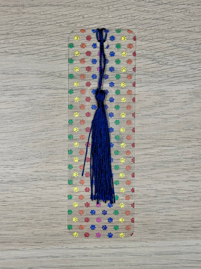 Rainbow Paw Print Bookmark