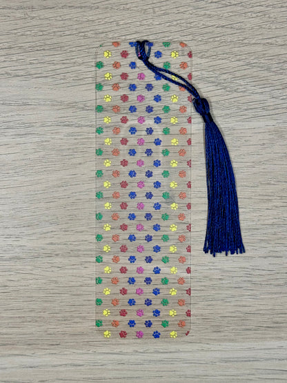 Rainbow Paw Print Bookmark