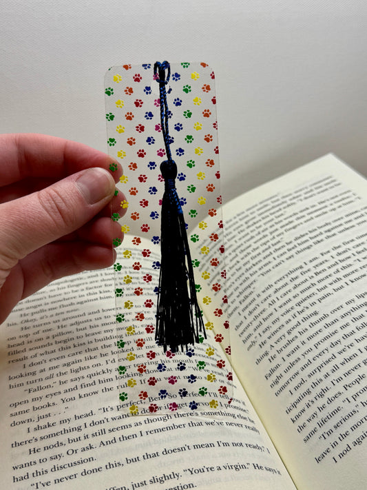 Rainbow Paw Print Bookmark