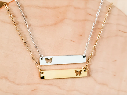 Butterfly Cutout Horizontal Bar Necklace