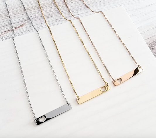 Heart Cutout Horizontal Bar Necklace